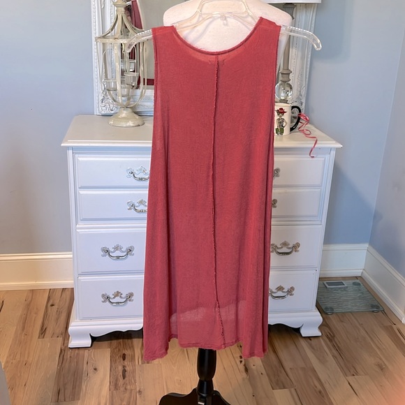 Ecote Tunic Coverup Dress Semisheer Flowy Womens Small Salmon Blush Rust Beach - Picture 3 of 7